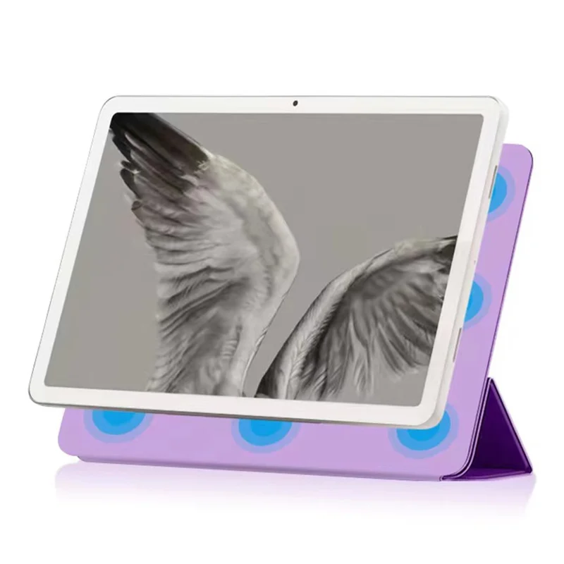 For Google Pixel Tablet Tri-fold Stand Cover PU Leather Magnetic Absorption Smart Tablet Case - Purple