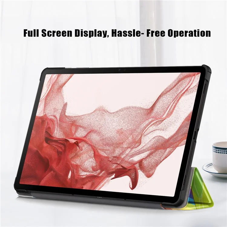 Для Samsung Galaxy Tab S10+ Wi-Fi SM-X820 SM-X826B / Tab S9+ Tri-Fold Stand Cover PU Leather Pattern Printing Smart Tablet Case - Лошадь