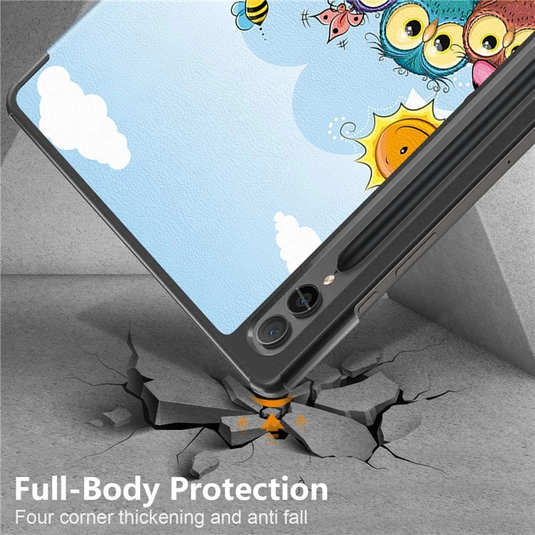 Для Samsung Galaxy Tab S10+ Wi-Fi SM-X820 SM-X826B / Tab S9+ Tri-Fold Stand Cover PU Leather Pattern Printing Smart Tablet Case - Лошадь