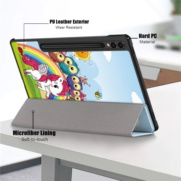 Для Samsung Galaxy Tab S10+ Wi-Fi SM-X820 SM-X826B / Tab S9+ Tri-Fold Stand Cover PU Leather Pattern Printing Smart Tablet Case - Лошадь