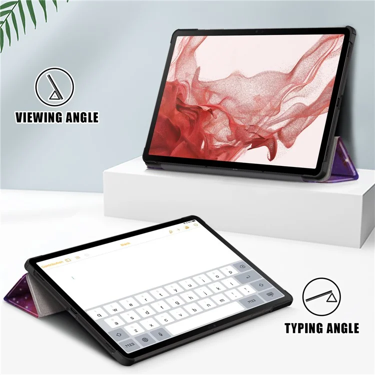For Samsung Galaxy Tab S10+ Wi-Fi SM-X820 SM-X826B / Tab S9+ Tri-Fold Stand Cover PU Leather Pattern Printing Smart Tablet Case - Galaxy Tab S10+ Wi-Fi SM-X820 SM-X826B / 