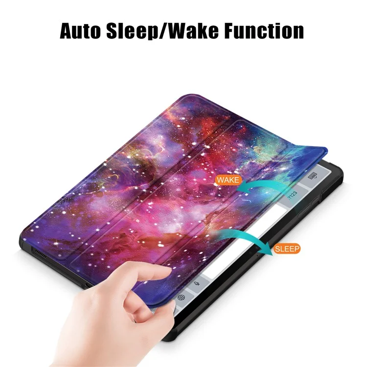 For Samsung Galaxy Tab S10+ Wi-Fi SM-X820 SM-X826B / Tab S9+ Tri-Fold Stand Cover PU Leather Pattern Printing Smart Tablet Case - Galaxy Tab S10+ Wi-Fi SM-X820 SM-X826B / 