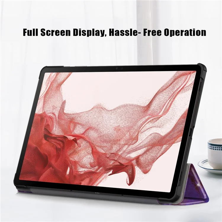 For Samsung Galaxy Tab S10+ Wi-Fi SM-X820 SM-X826B / Tab S9+ Tri-Fold Stand Cover PU Leather Pattern Printing Smart Tablet Case - Galaxy Tab S10+ Wi-Fi SM-X820 SM-X826B / 