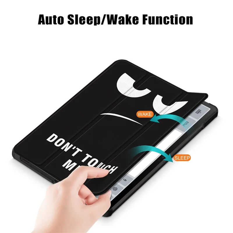 Pour Samsung Galaxy Tab S10+ Wi-Fi SM-X820 SM-X826B / Tab S9+ Étui Support Tri-Fonction en Cuir PU Imprimé Motif Intelligent - Ne me touchez pas