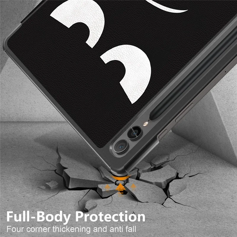 Pour Samsung Galaxy Tab S10+ Wi-Fi SM-X820 SM-X826B / Tab S9+ Étui Support Tri-Fonction en Cuir PU Imprimé Motif Intelligent - Ne me touchez pas