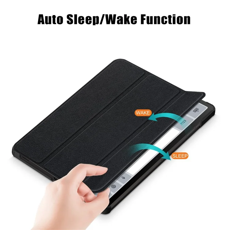 Pour Samsung Galaxy Tab S10+ Wi-Fi SM-X820 SM-X826B / Tab S9+ / S9 FE+ Étui de protection en cuir PU à triple volet avec support - Noir