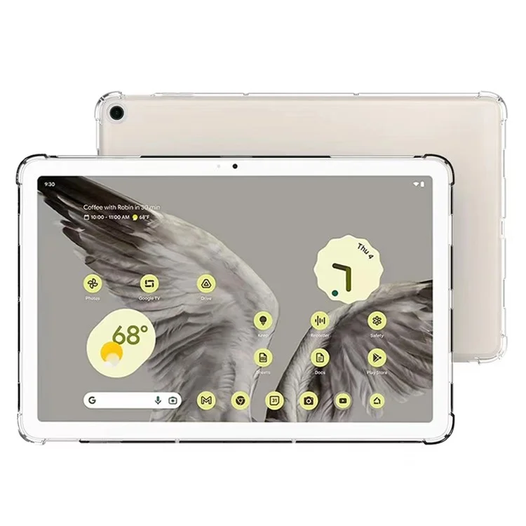 Étui transparent pour tablette Google Pixel Tablet, Coins renforcés Anti-chute Housse TPU souple