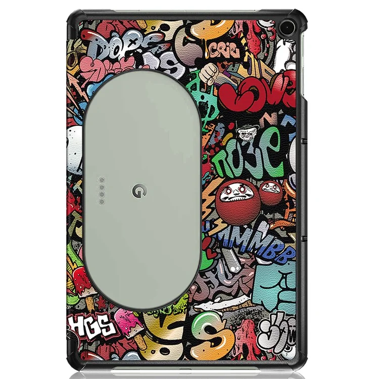 Gemusterte stoßfeste Hülle für Google Pixel Tablet, Klappständer, PU-Leder-Tablet-Cover - Graffiti