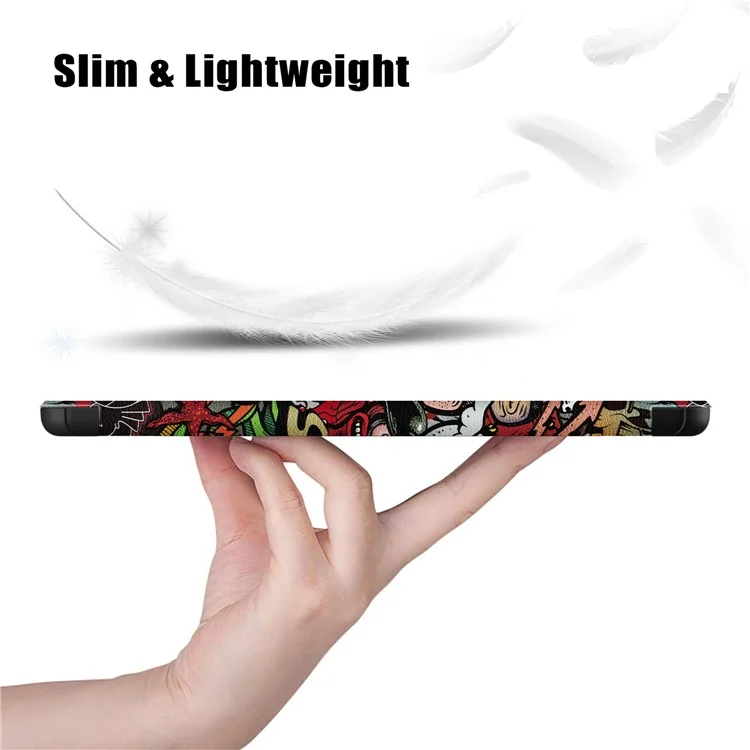 Gemusterte stoßfeste Hülle für Google Pixel Tablet, Klappständer, PU-Leder-Tablet-Cover - Graffiti
