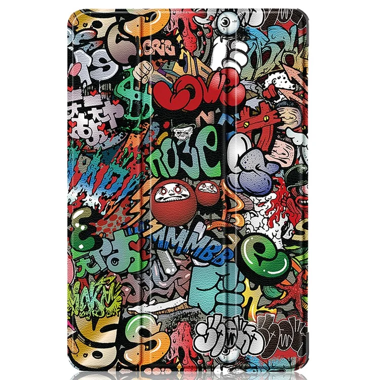 Gemusterte stoßfeste Hülle für Google Pixel Tablet, Klappständer, PU-Leder-Tablet-Cover - Graffiti