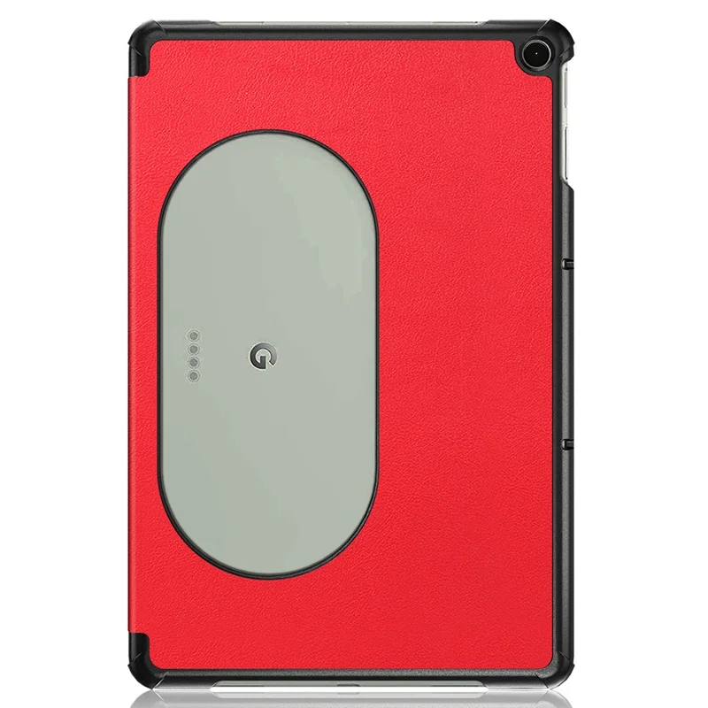 Pure Color Protective Case for Google Pixel Tablet PU Leather Anti-drop Tablet Cover with Case Tri-fold Stand - Red