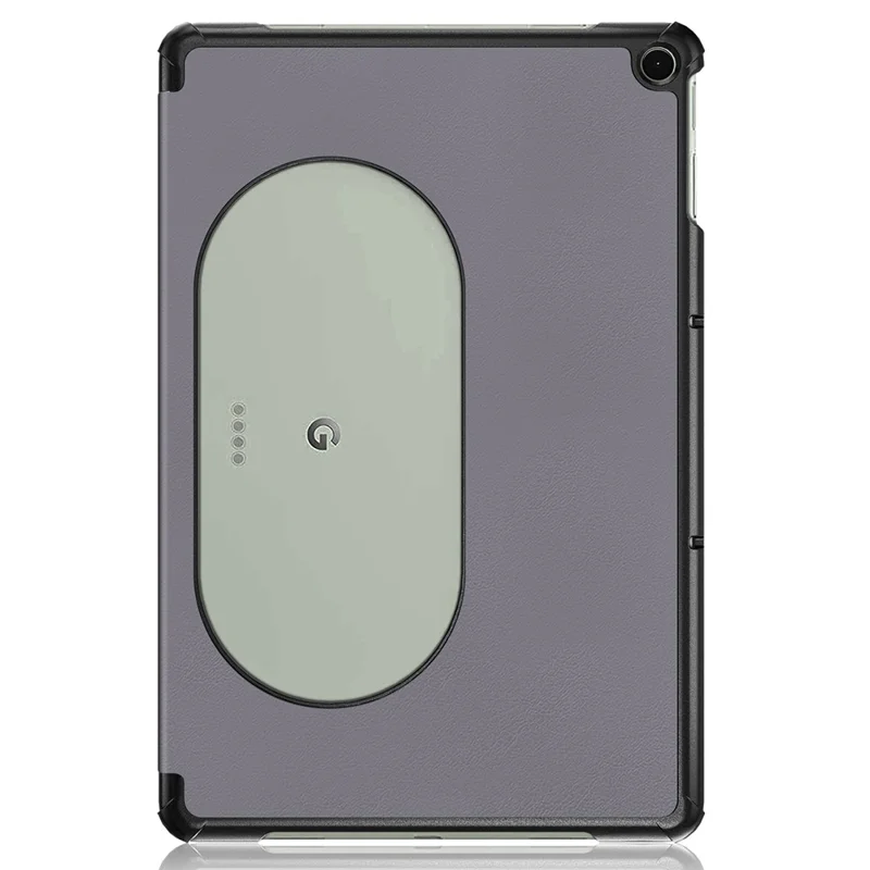 Pure Color Protective Case for Google Pixel Tablet PU Leather Anti-drop Tablet Cover with Case Tri-fold Stand - Grey