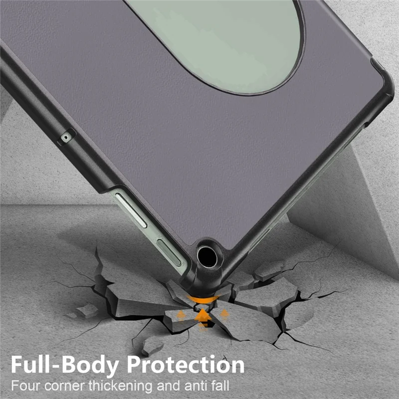 Pure Color Protective Case for Google Pixel Tablet PU Leather Anti-drop Tablet Cover with Case Tri-fold Stand - Grey