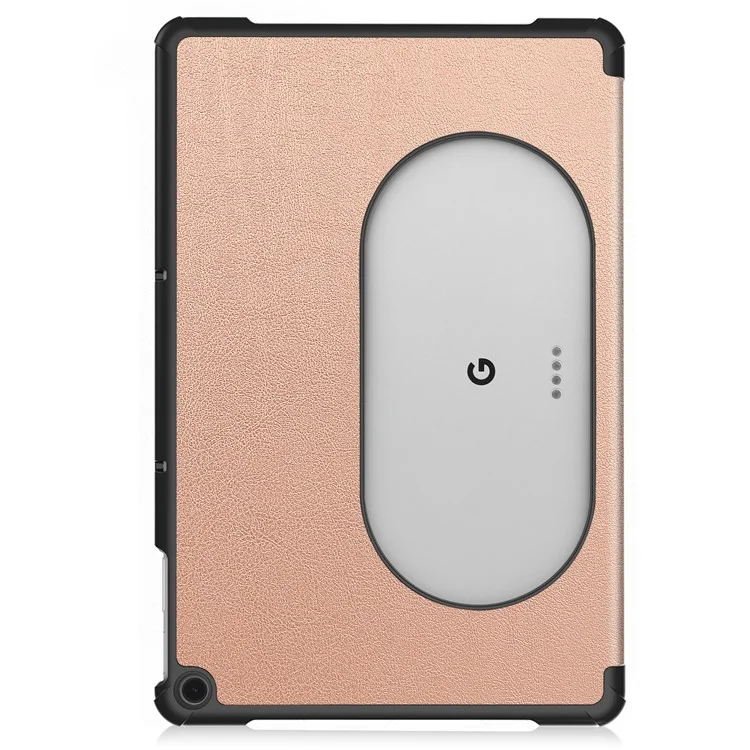 Pour Google Pixel Tablet Tri-fold Stand Tablet Case PU Leather Anti-drop Tablet Cover - Rose Gold