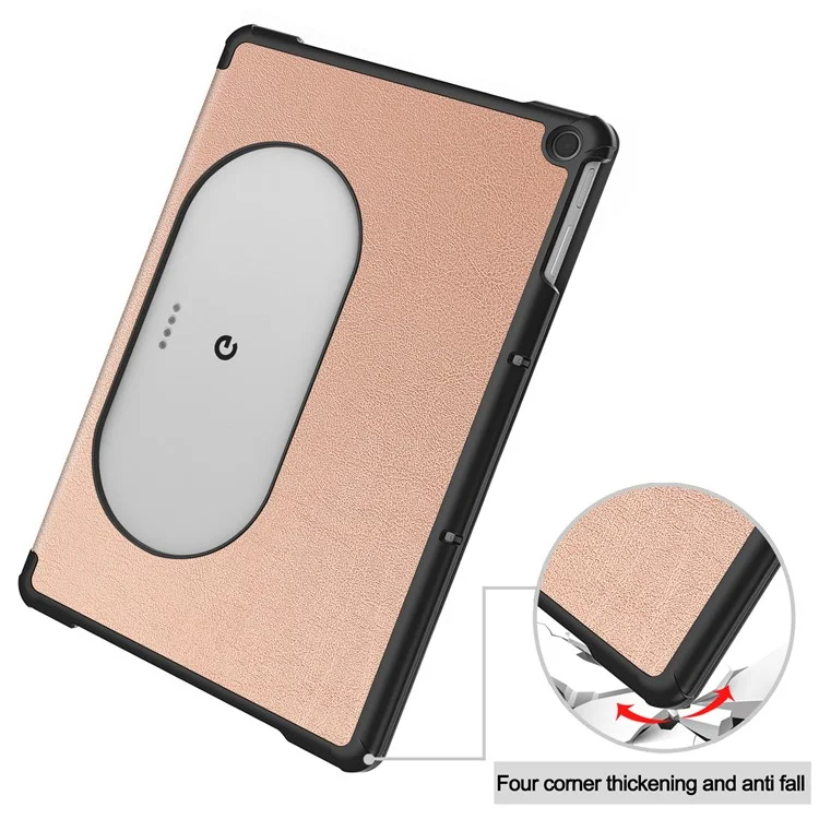 Pour Google Pixel Tablet Tri-fold Stand Tablet Case PU Leather Anti-drop Tablet Cover - Rose Gold