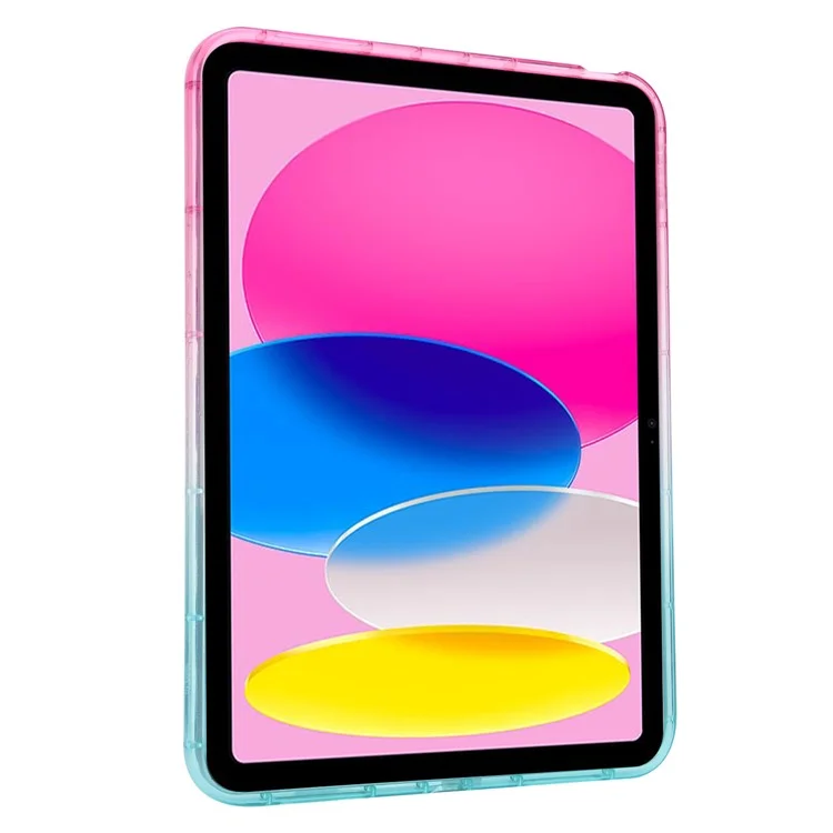 Pour iPad 10.9 (2022) Soft TPU Tablet Case Gradient Glitter Down Jacket Design Anti-drop Cover - Rose / Vert