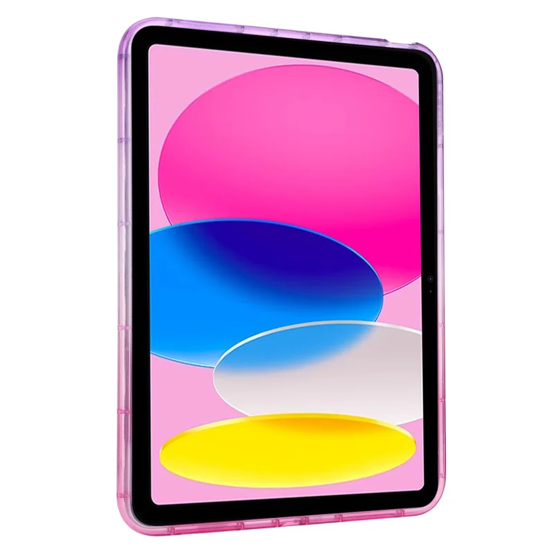 For iPad (2025) / 10.9 (2022) Soft TPU Tablet Case Gradient Glitter Down Jacket Design Anti-Drop Cover - Purple / Pink