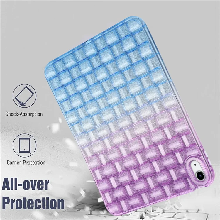For iPad (2025) / 10.9 (2022) Shockproof TPU Case Braided Gradient Glitter Anti-Drop Tablet Protector - Purple / Blue