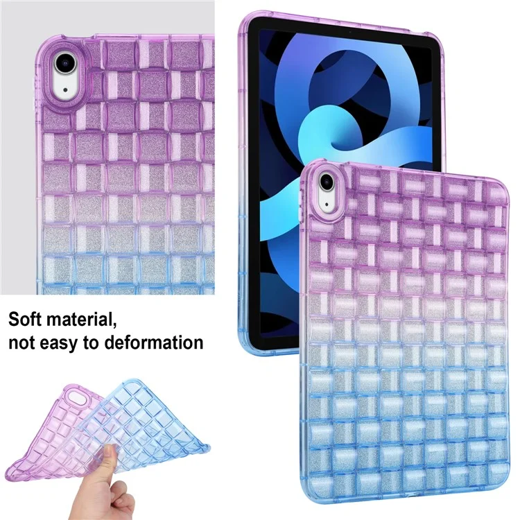 For iPad (2025) / 10.9 (2022) Shockproof TPU Case Braided Gradient Glitter Anti-Drop Tablet Protector - Purple / Blue