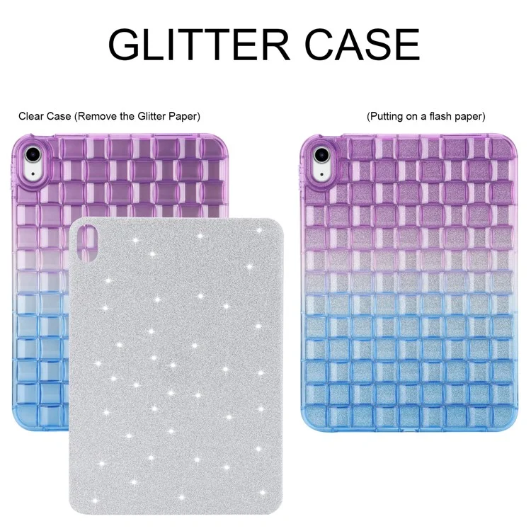 For iPad (2025) / 10.9 (2022) Shockproof TPU Case Braided Gradient Glitter Anti-Drop Tablet Protector - Purple / Blue