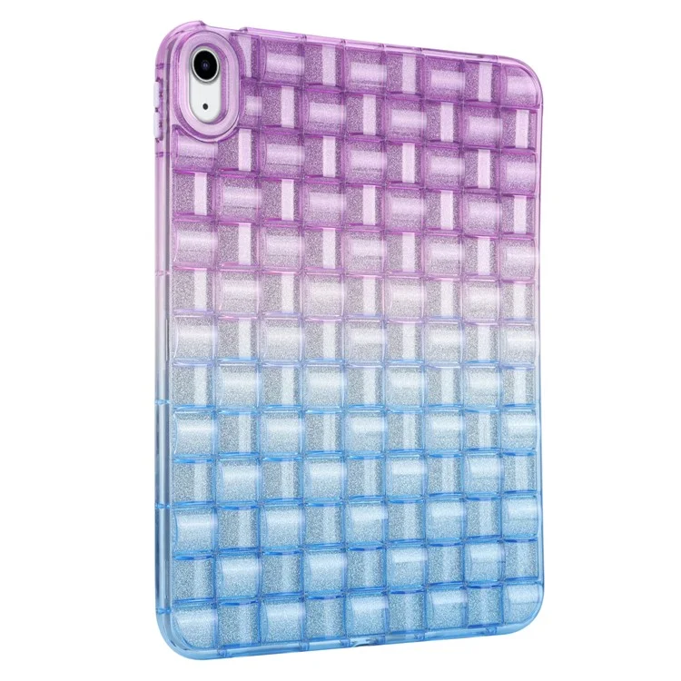 For iPad (2025) / 10.9 (2022) Shockproof TPU Case Braided Gradient Glitter Anti-Drop Tablet Protector - Purple / Blue