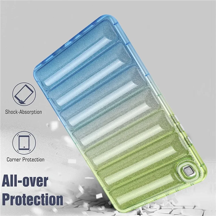 For Samsung Galaxy Tab A7 10.4 (2020) / (2022) T500 / T505 Anti-drop TPU Tablet Case Gradient Glitter Down Jacket Back Cover - Green / Blue