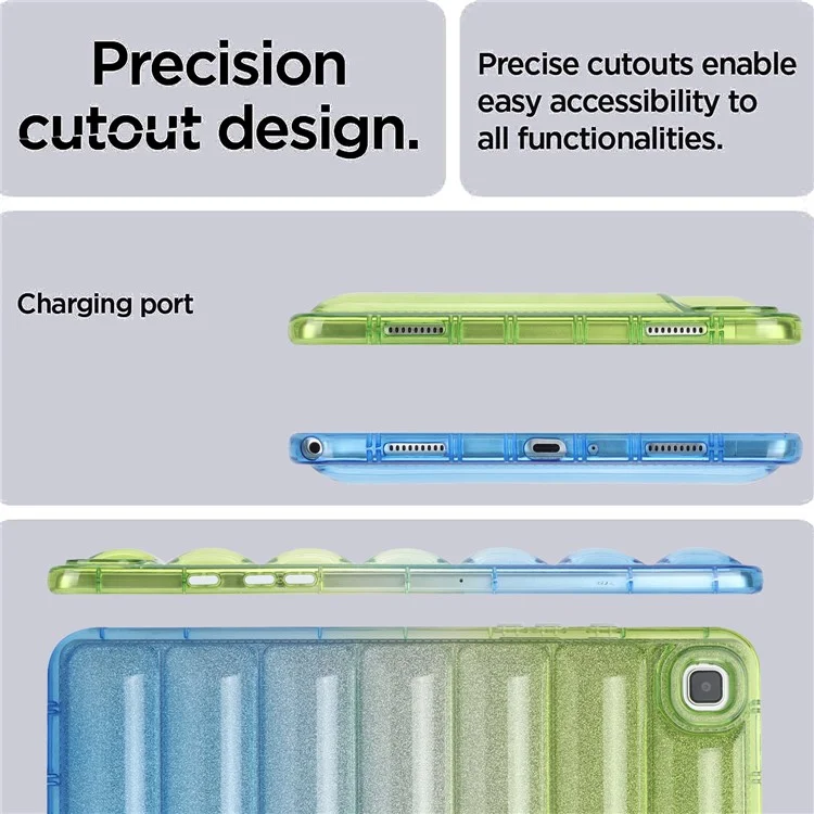 Pour Samsung Galaxy Tab A7 10.4 (2020) / (2022) T500 / T505 Anti-drop TPU Tablet Case Gradient Glitter Down Jacket Back Cover - Vert / Bleu