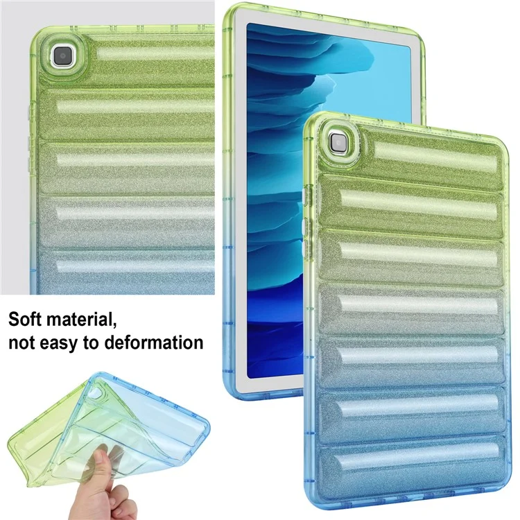 Pour Samsung Galaxy Tab A7 10.4 (2020) / (2022) T500 / T505 Anti-drop TPU Tablet Case Gradient Glitter Down Jacket Back Cover - Vert / Bleu