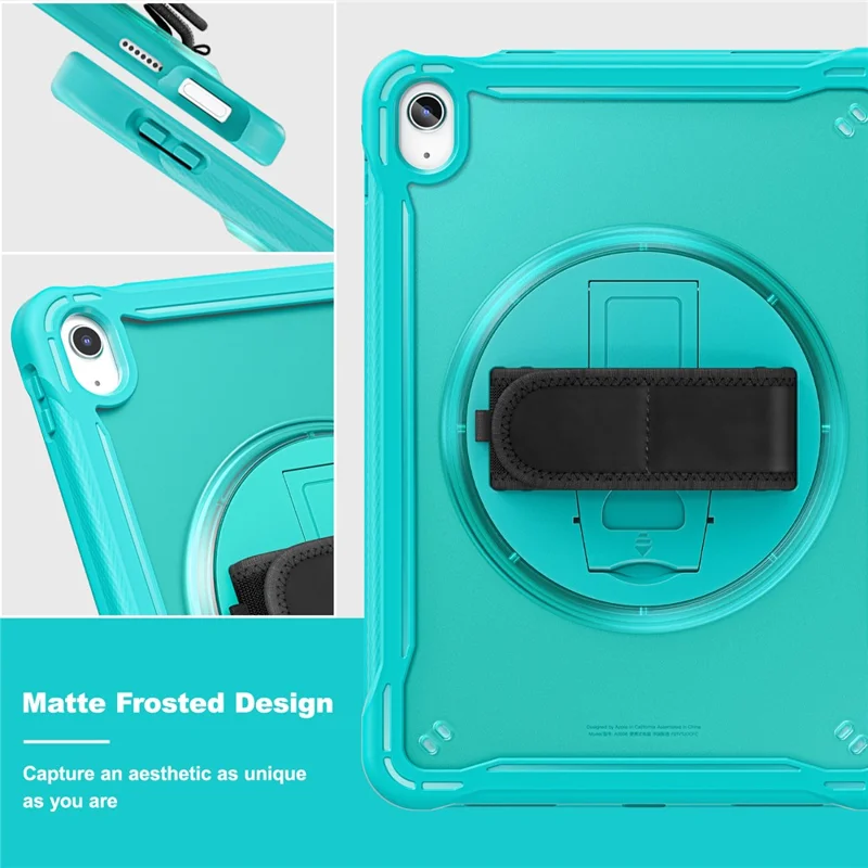 Kickstand Tablet Case for iPad (2025) / 10.9 (2022) Rotary Hand Strap TPU+PC Tablet Cover - Baby Blue