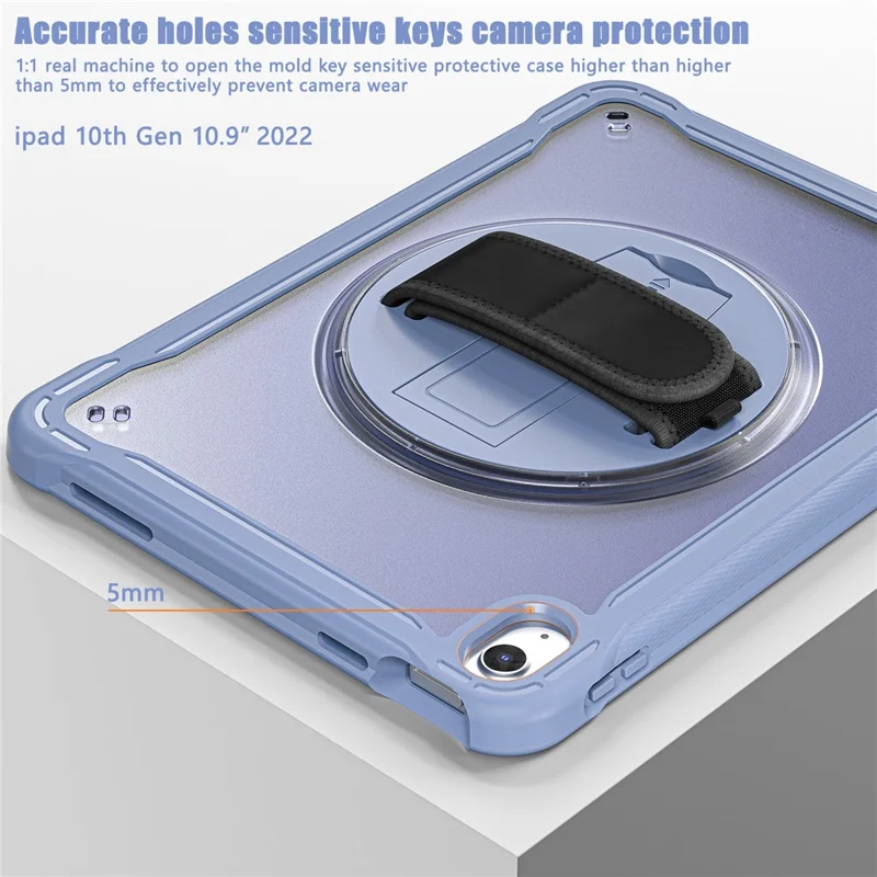 Kickstand Tablet Case for iPad (2025) / 10.9 (2022) Rotary Hand Strap TPU+PC Tablet Cover - Purple