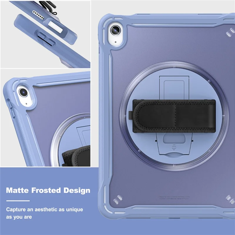 Kickstand Tablet Case for iPad (2025) / 10.9 (2022) Rotary Hand Strap TPU+PC Tablet Cover - Purple