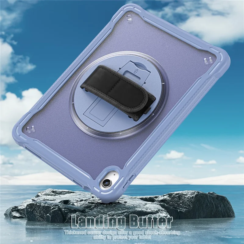 Kickstand Tablet Case for iPad (2025) / 10.9 (2022) Rotary Hand Strap TPU+PC Tablet Cover - Purple