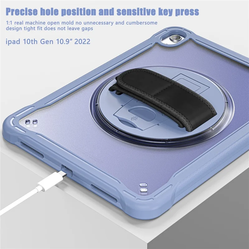 Kickstand Tablet Case for iPad (2025) / 10.9 (2022) Rotary Hand Strap TPU+PC Tablet Cover - Purple