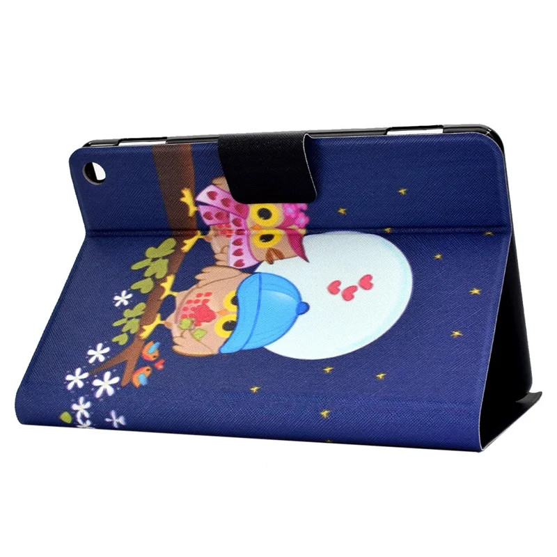 Protective Case for Amazon Fire Max 11 Pattern Printing PU Leather Tablet Cover with Stand Card Holder - Couple Owls