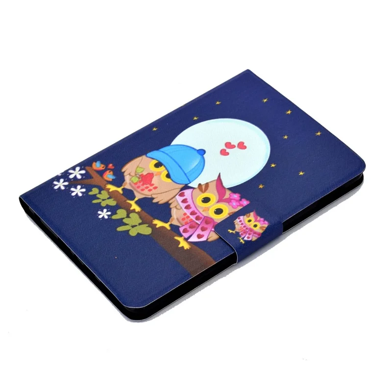 Protective Case for Amazon Fire Max 11 Pattern Printing PU Leather Tablet Cover with Stand Card Holder - Couple Owls