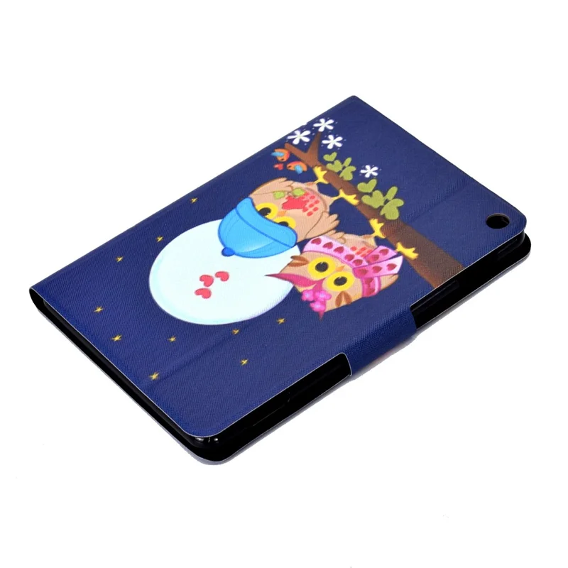 Protective Case for Amazon Fire Max 11 Pattern Printing PU Leather Tablet Cover with Stand Card Holder - Couple Owls