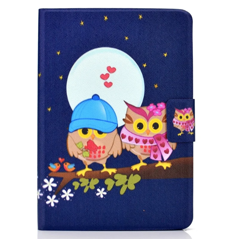 Protective Case for Amazon Fire Max 11 Pattern Printing PU Leather Tablet Cover with Stand Card Holder - Couple Owls