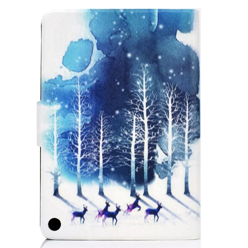 Protective Case for Amazon Fire Max 11 Pattern Printing PU Leather Tablet Cover with Stand Card Holder - Purple Deers
