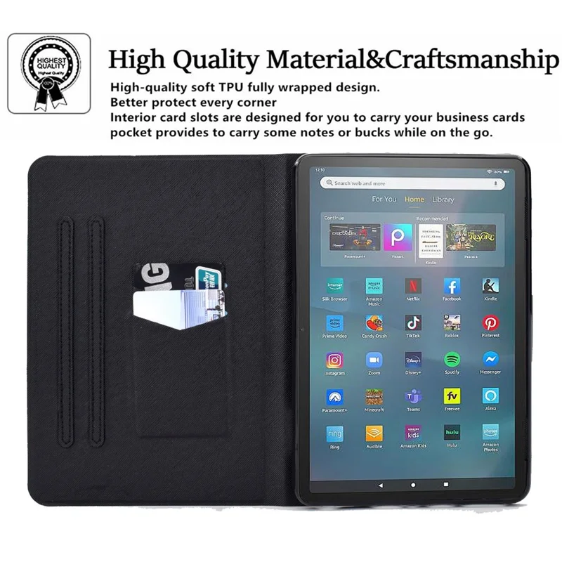 Protective Case for Amazon Fire Max 11 Pattern Printing PU Leather Tablet Cover with Stand Card Holder - Cat and Tiger