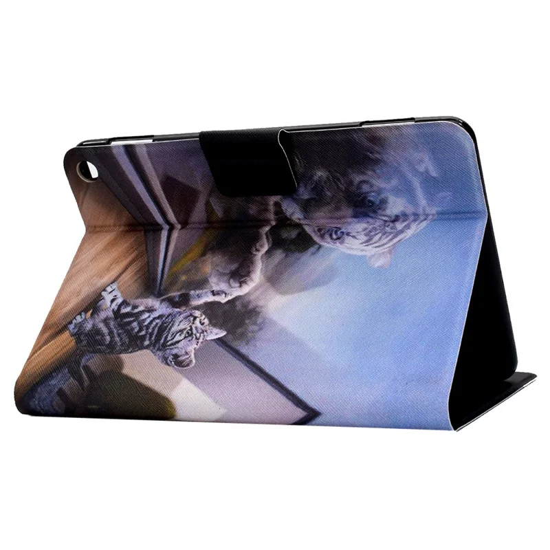 Protective Case for Amazon Fire Max 11 Pattern Printing PU Leather Tablet Cover with Stand Card Holder - Cat and Tiger