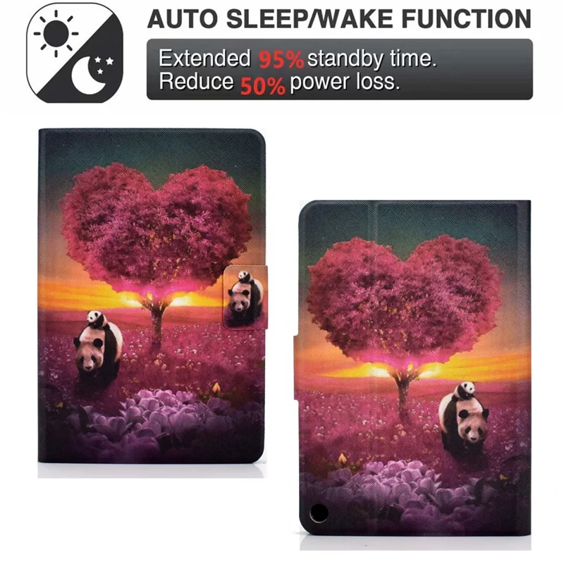 Protective Case for Amazon Fire Max 11 Pattern Printing PU Leather Tablet Cover with Stand Card Holder - Panda