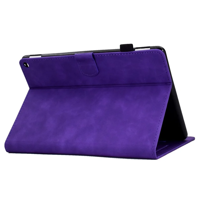 For Amazon Fire Max 11 Stand Folio Tablet Case Microfiber Leather Iron Tower Imprinted Smart Cover with Card Slot - Purple
