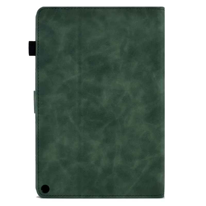 For Amazon Fire Max 11 Stand Folio Tablet Case Microfiber Leather Iron Tower Imprinted Smart Cover with Card Slot - Green