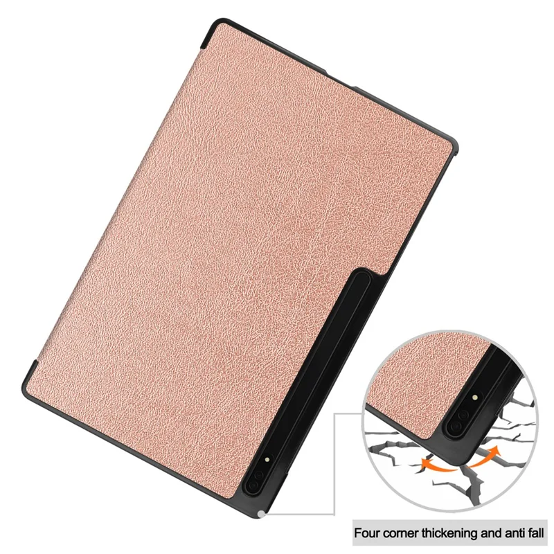 For Samsung Galaxy Tab S9 Ultra Tablet Case PU Leather Tri-fold Stand Smart Cover - Rose Gold