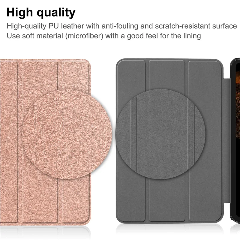 For Samsung Galaxy Tab S9 Ultra Tablet Case PU Leather Tri-fold Stand Smart Cover - Rose Gold