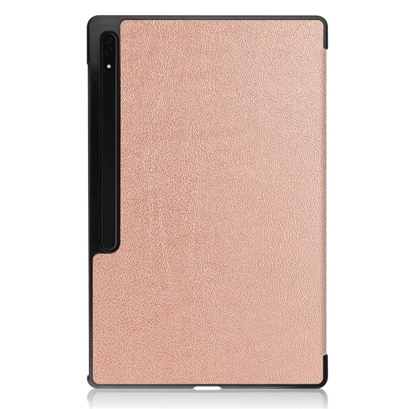 For Samsung Galaxy Tab S9 Ultra Tablet Case PU Leather Tri-fold Stand Smart Cover - Rose Gold