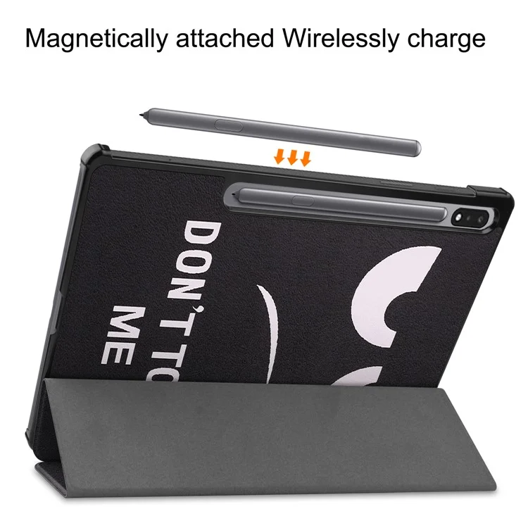 Para Samsung Galaxy Tab S9+ Trifold Stand Folio Cover PU Leather Pattern Printing Smart Tablet Case - No me toques