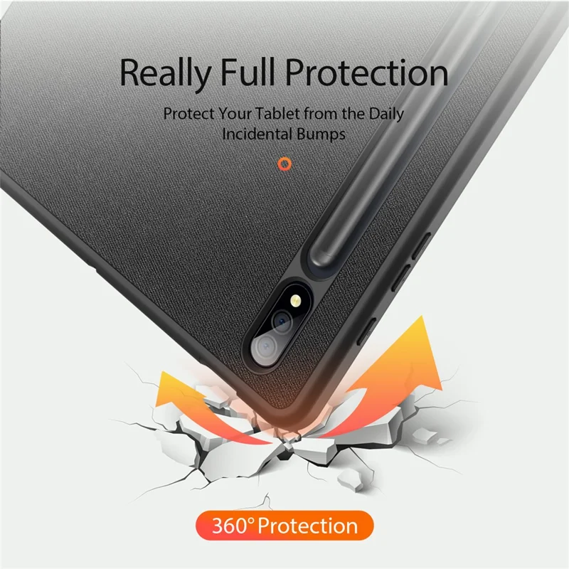 DUX DUCIS Domo Series para Samsung Galaxy Tab S9+ Capa para Tablet Caso de Couro PU Tri-Fold Stand Folio - Preto