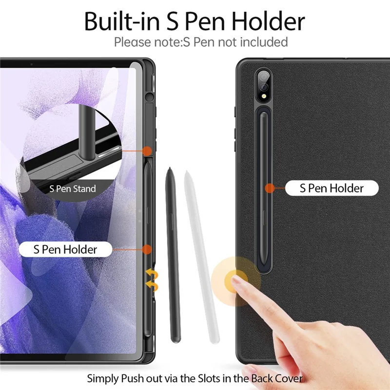 DUX DUCIS Domo Series para Samsung Galaxy Tab S9+ Capa para Tablet Caso de Couro PU Tri-Fold Stand Folio - Preto