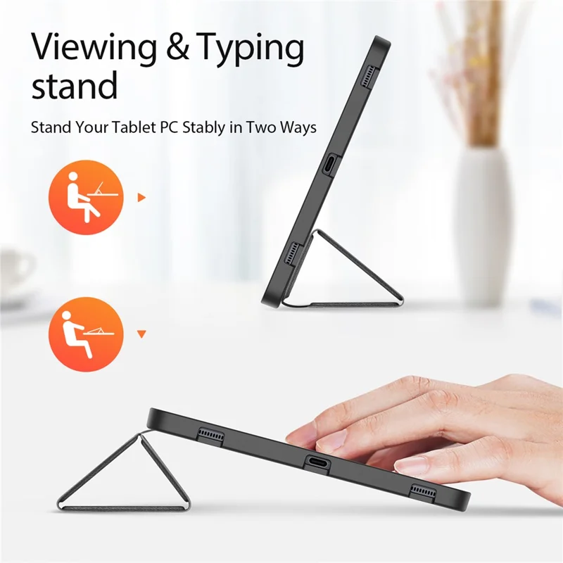 DUX DUCIS Domo Series para Samsung Galaxy Tab S9+ Capa para Tablet Caso de Couro PU Tri-Fold Stand Folio - Preto